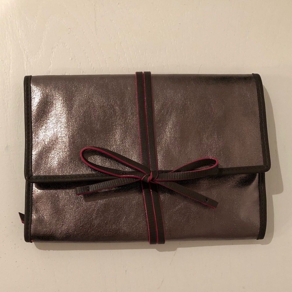 Stella & Dot Metallic Clutch with Red Accents